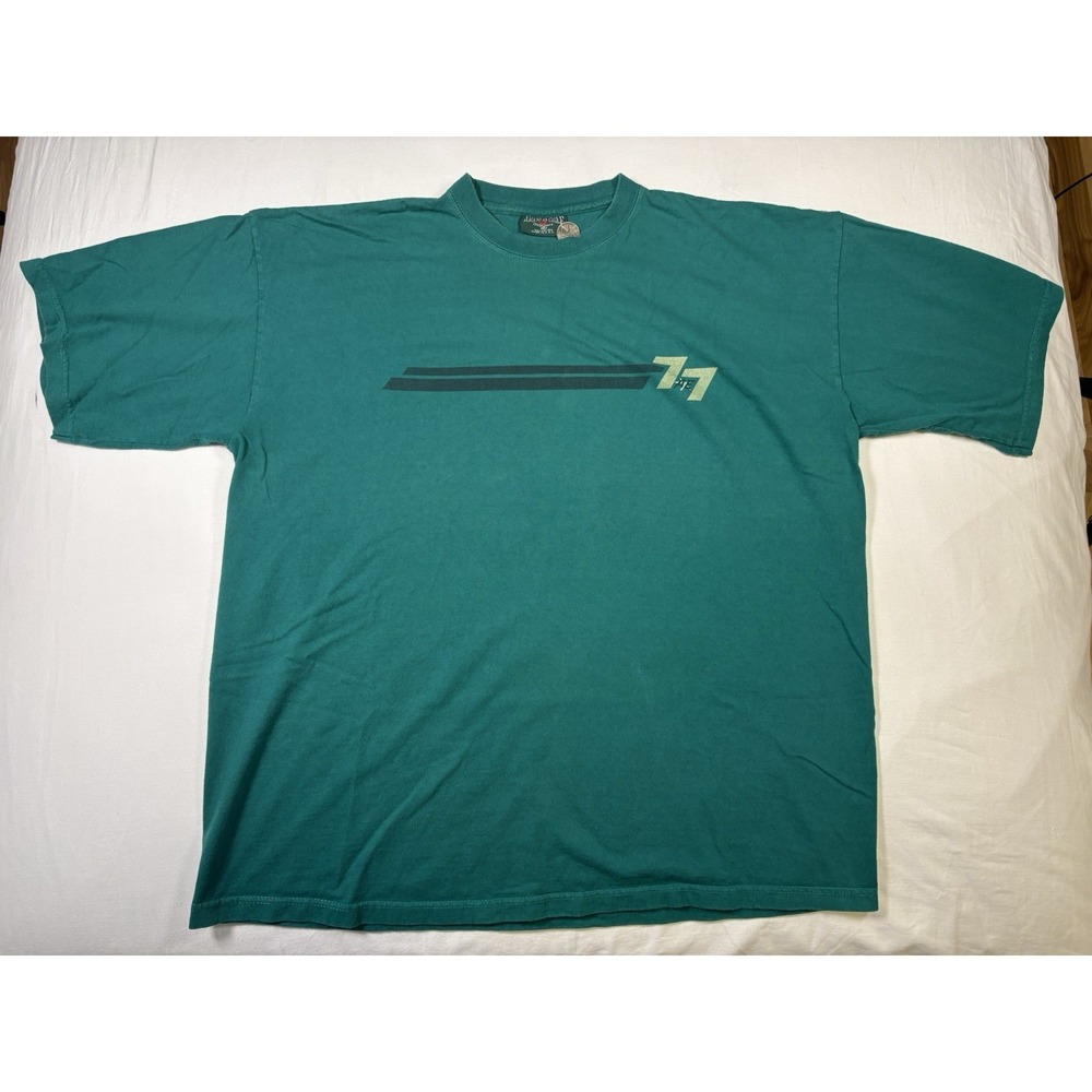 VTG 90s American Eagle Outfitters T Shirt XL Teal Green 77 Stripe Made In USA